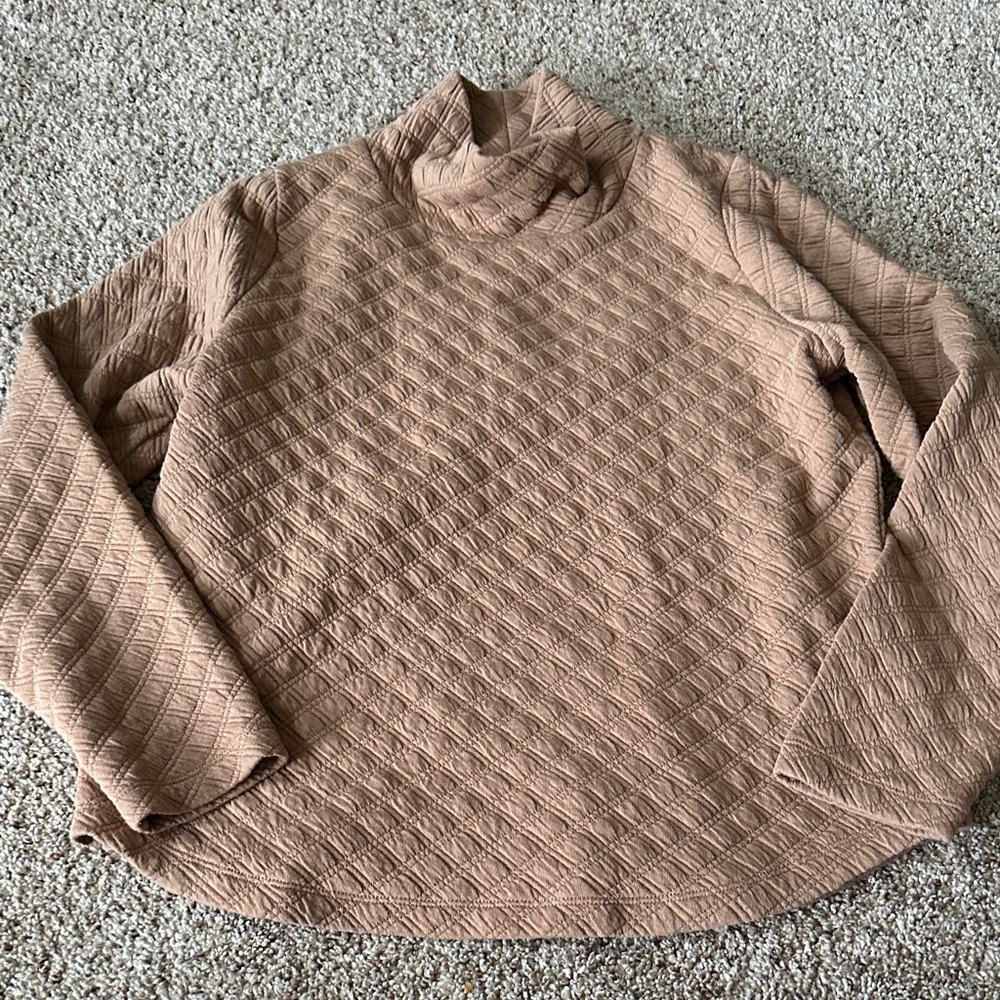 J. Crew Quilted Tan Long Sleeve Sweater